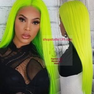 Neon Green human Hair lace  front wig